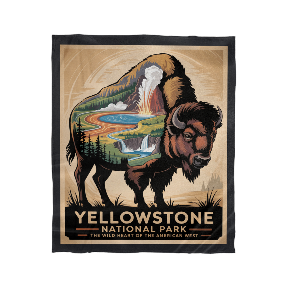 Yellowstone Bison Silhouette Blanket