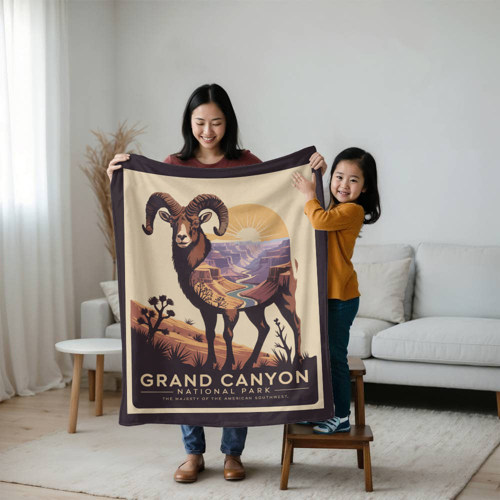 Bighorn Sheep Silhouette Blanket