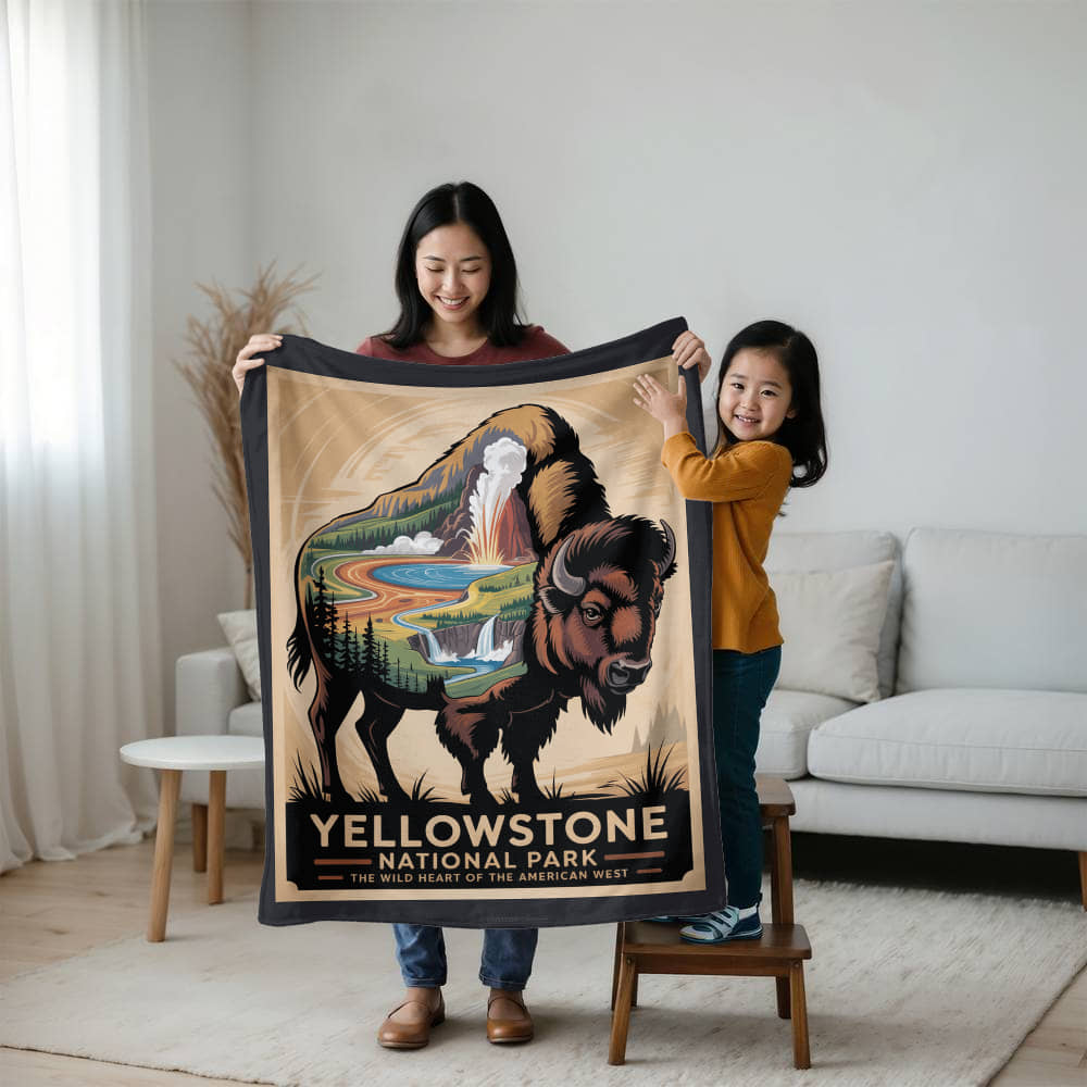 Yellowstone Bison Silhouette Blanket