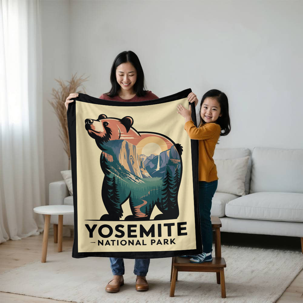 Yosemite Black Bear Silhouette Blanket