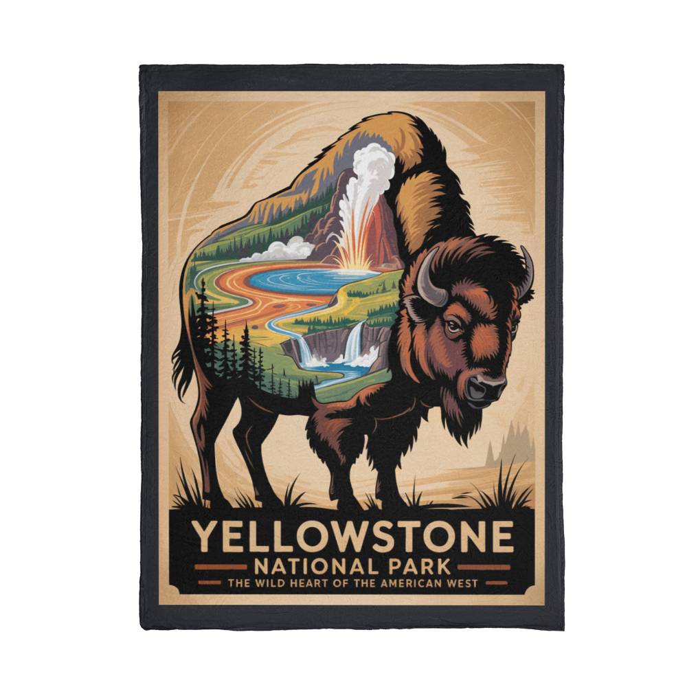 Yellowstone Bison Silhouette Blanket