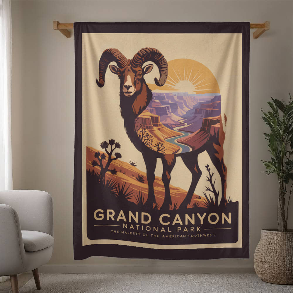 Bighorn Sheep Silhouette Blanket