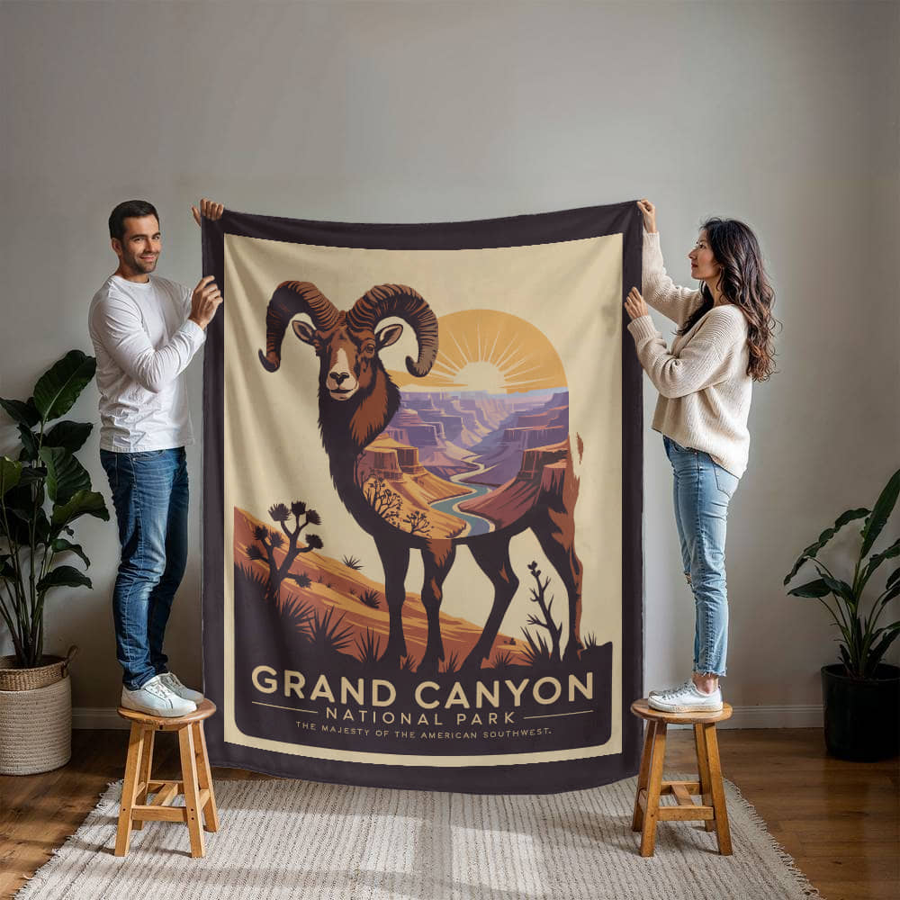 Bighorn Sheep Silhouette Blanket