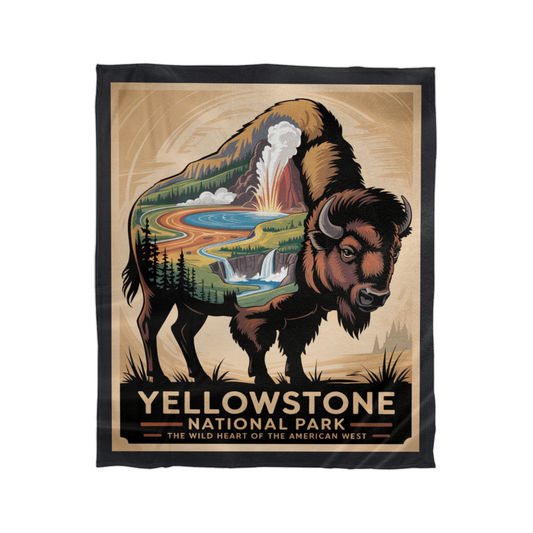 Yellowstone Bison Silhouette Blanket