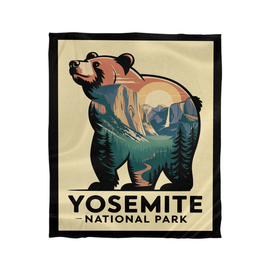 Yosemite Black Bear Silhouette Blanket
