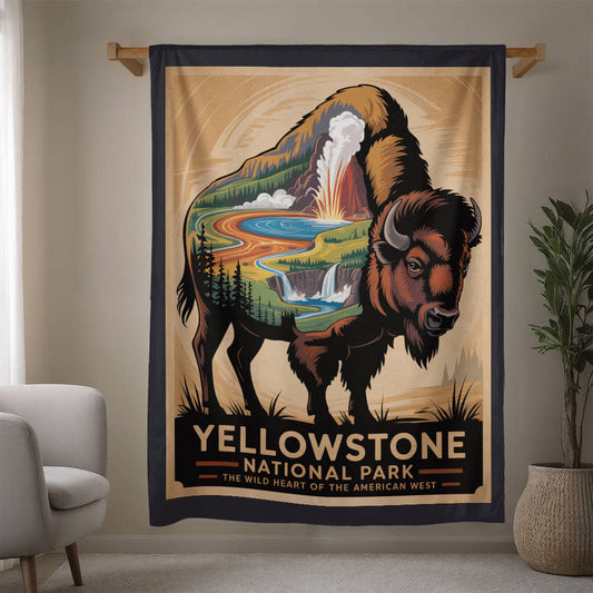 Yellowstone Bison Silhouette Blanket
