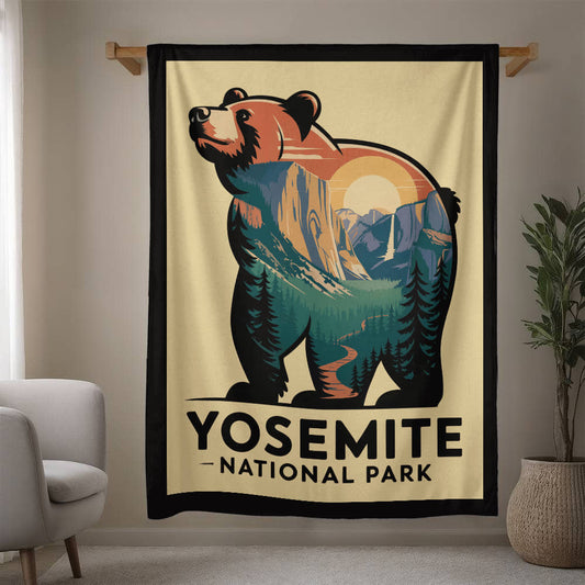 Yosemite Black Bear Silhouette Blanket