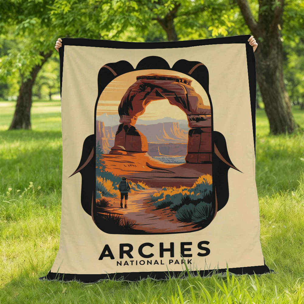 Arches Backpack Silhouette Blanket
